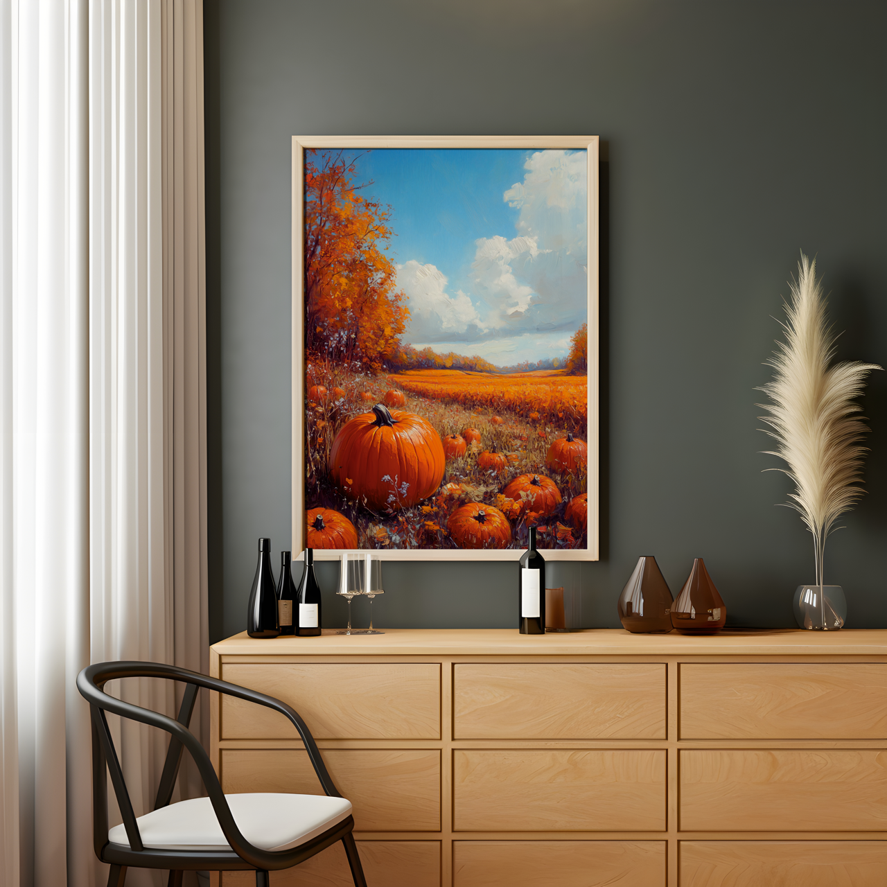 Pumpkin Field Autumn Poster
