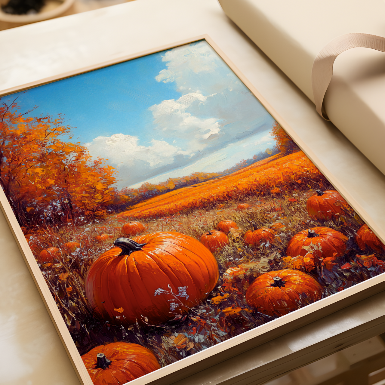 Pumpkin Field Autumn Poster
