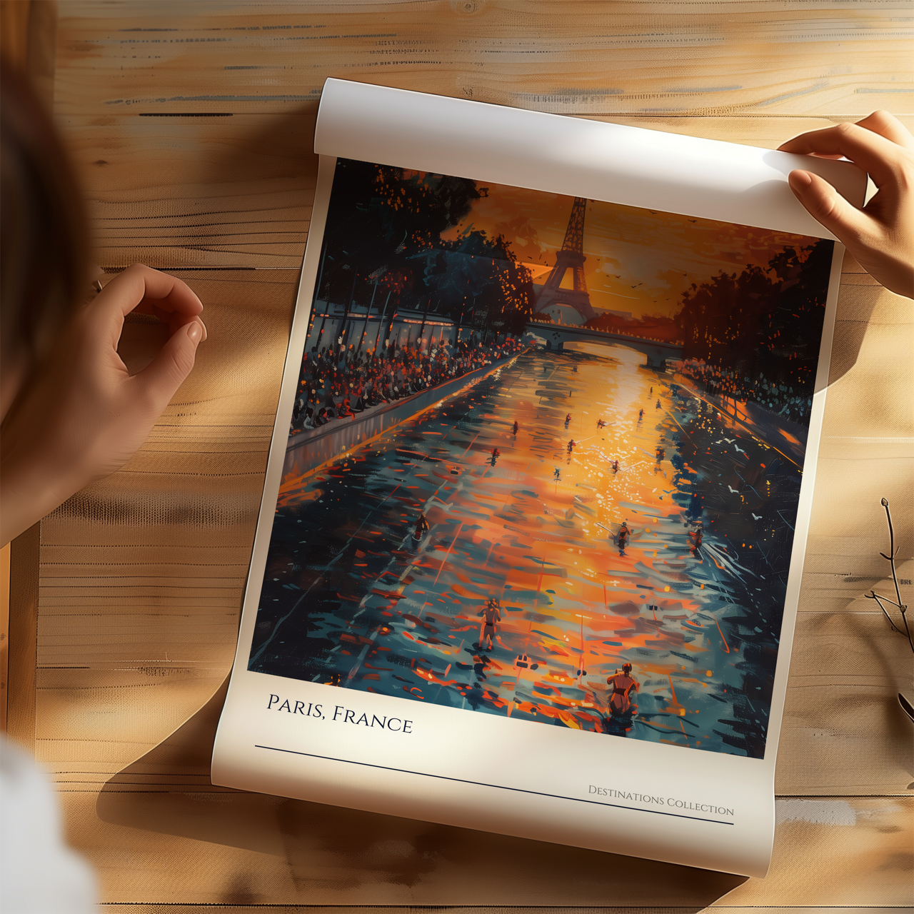 Paris Swimming Event Poster, Orange