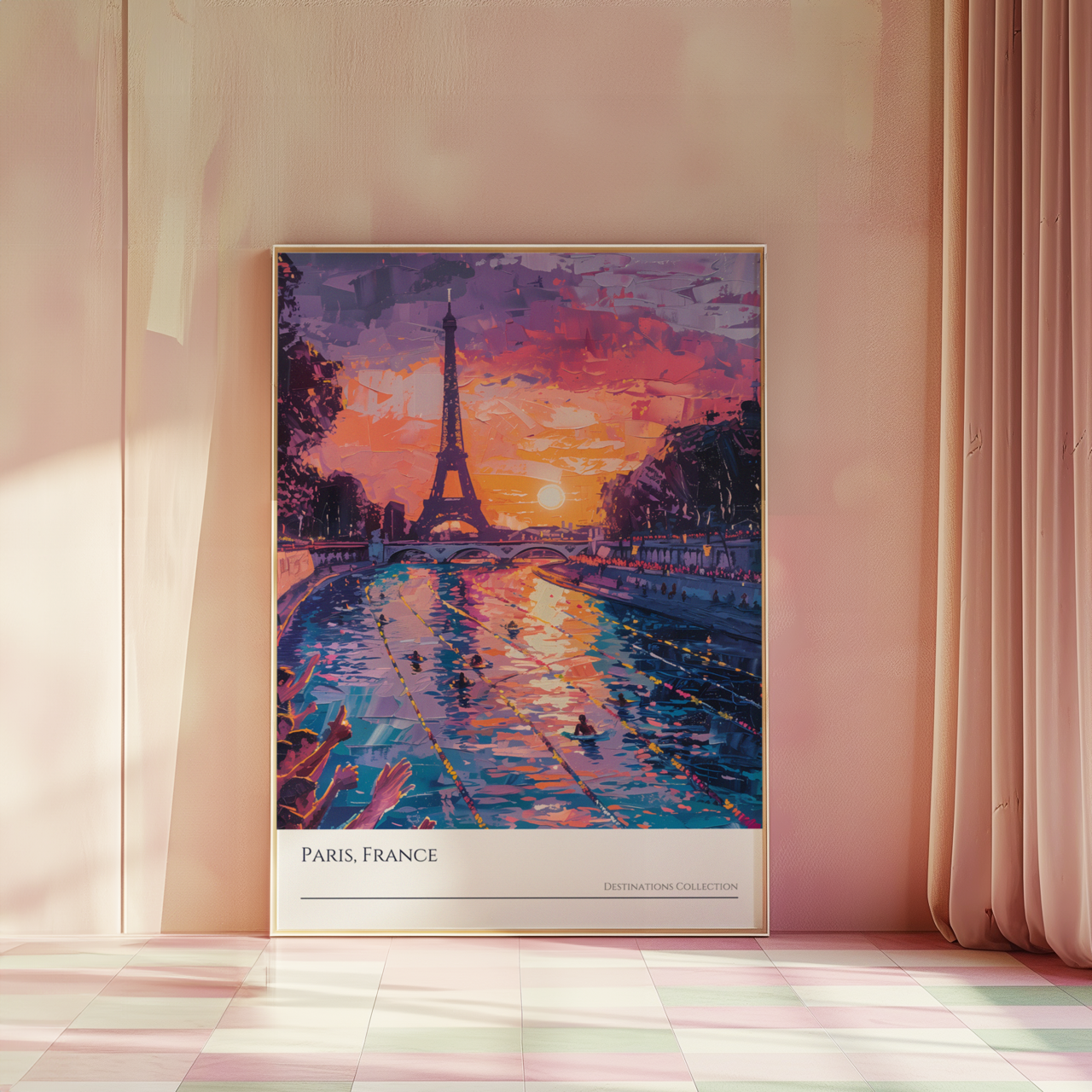 Paris Swimming Event Souvenir Poster, Purple