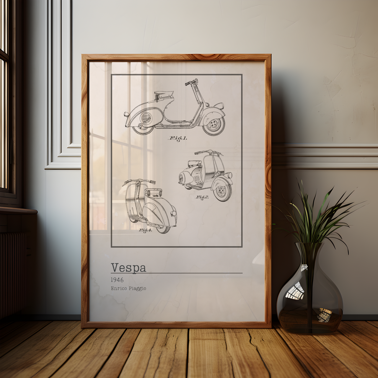 Vespa Piaggio Motorcycle Poster