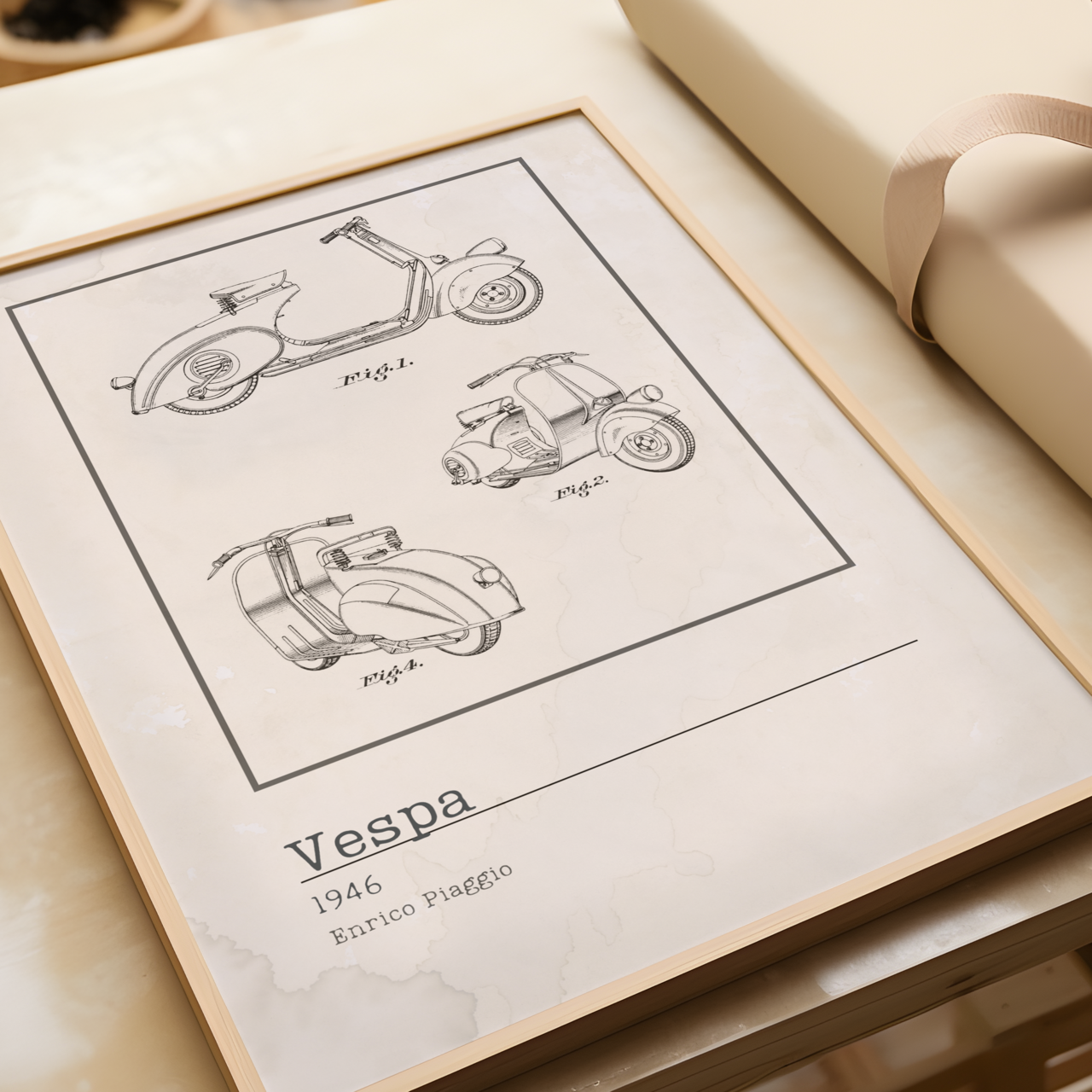 Vespa Piaggio Motorcycle Poster