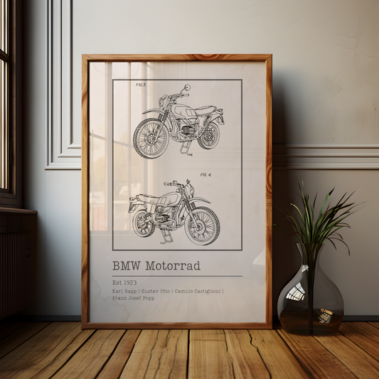 Vintage BMW Blueprint Poster