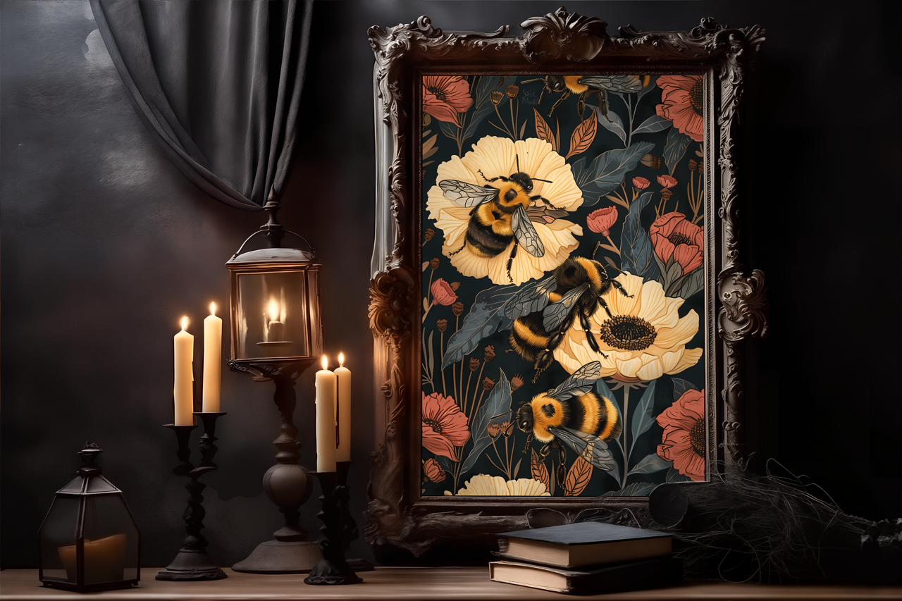 William Morris Style Bumble Bee Poster