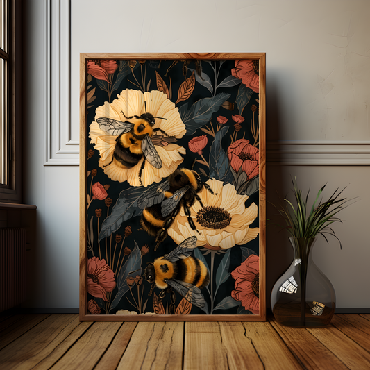 William Morris Style Bumble Bee Poster