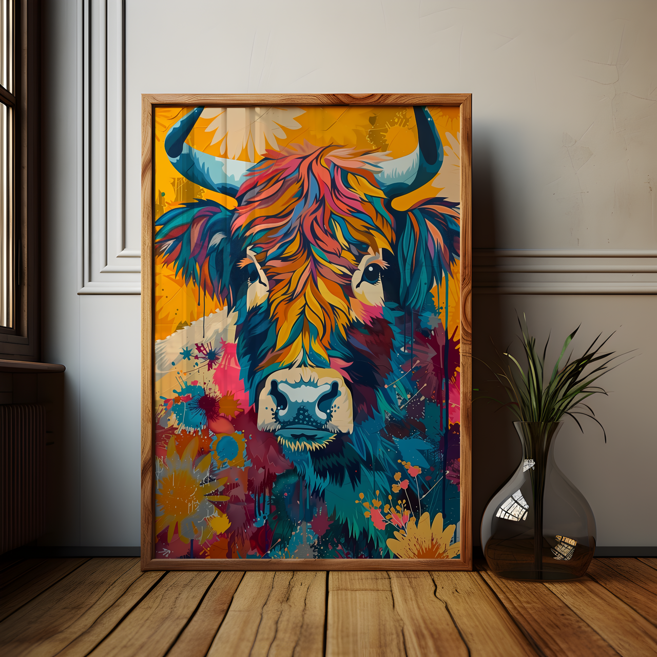 Abstact Highland Cow Poster