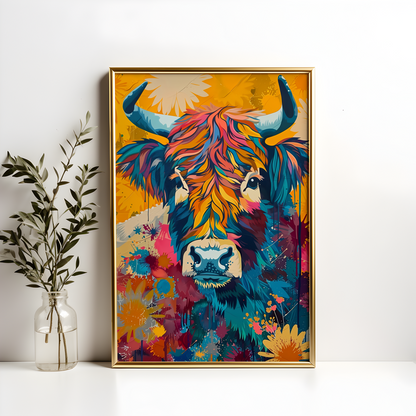 Abstact Highland Cow Poster