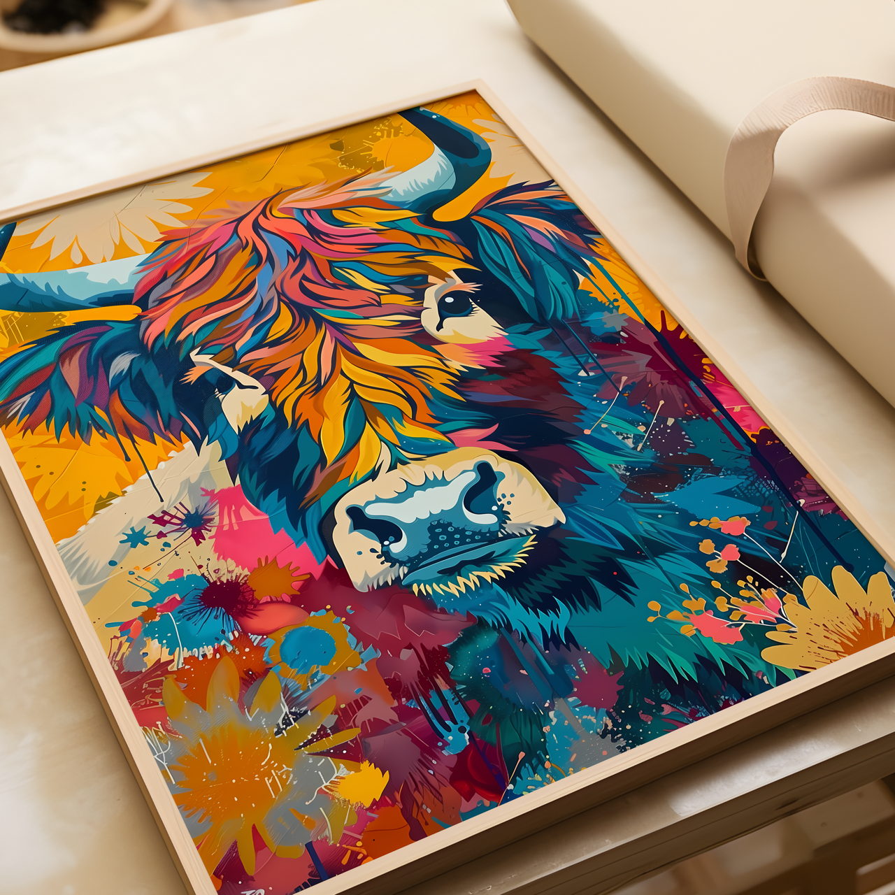 Abstact Highland Cow Poster