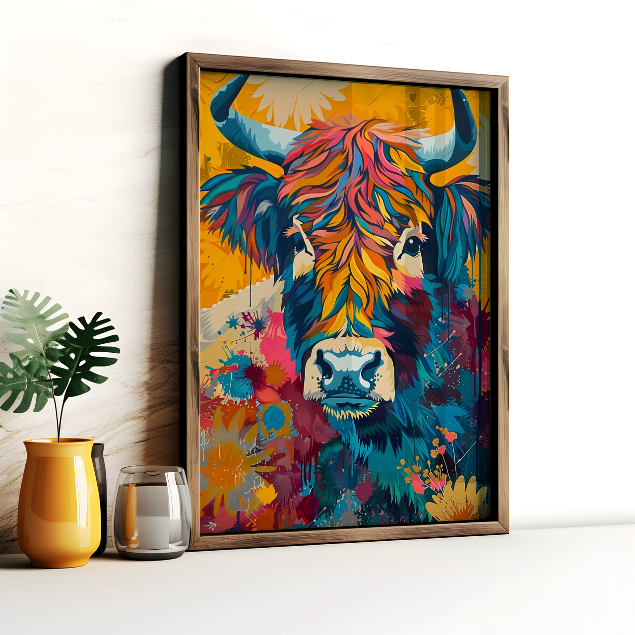 Abstact Highland Cow Poster