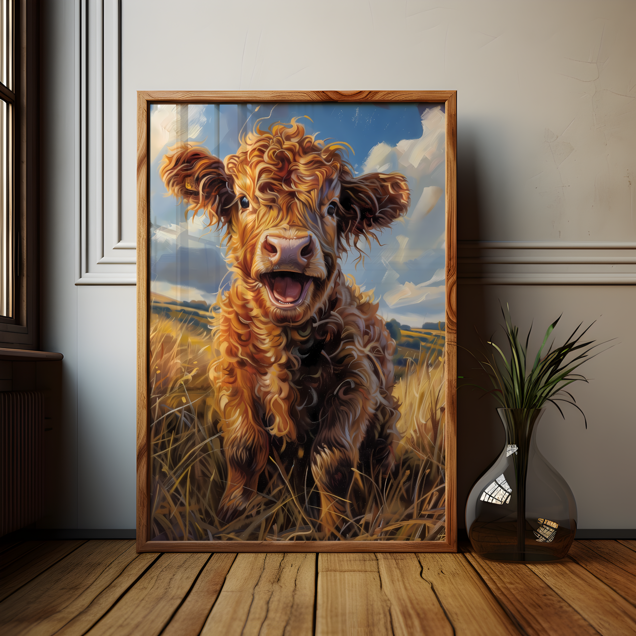 Excited Highland Calf Poster