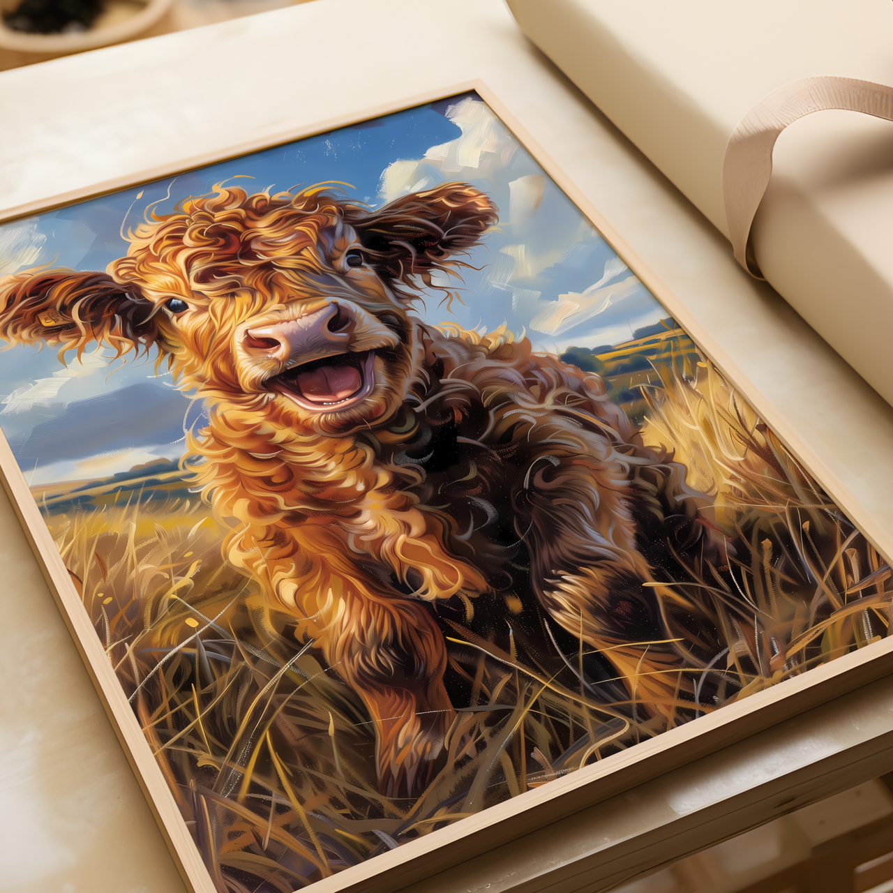 Excited Highland Calf Poster