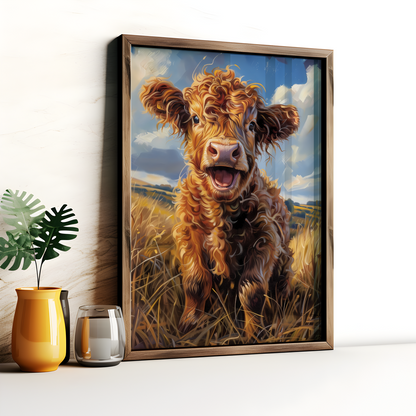 Excited Highland Calf Poster