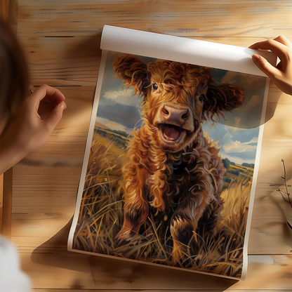 Excited Highland Calf Poster