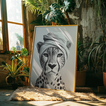 Monochromatic Cheetah Bathroom Poster