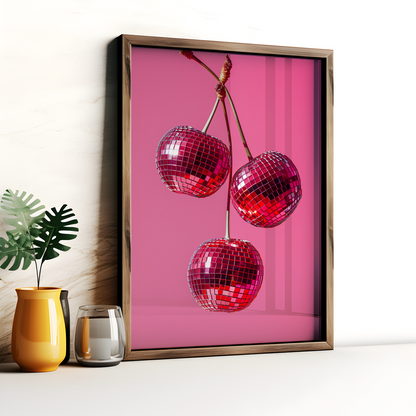 Cherry Disco Ball Poster