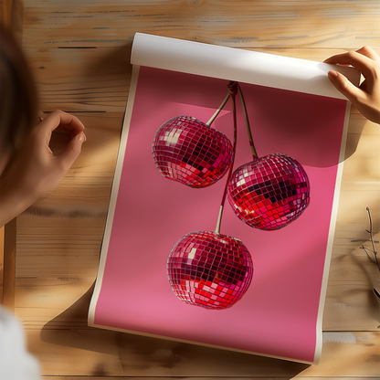 Cherry Disco Ball Poster