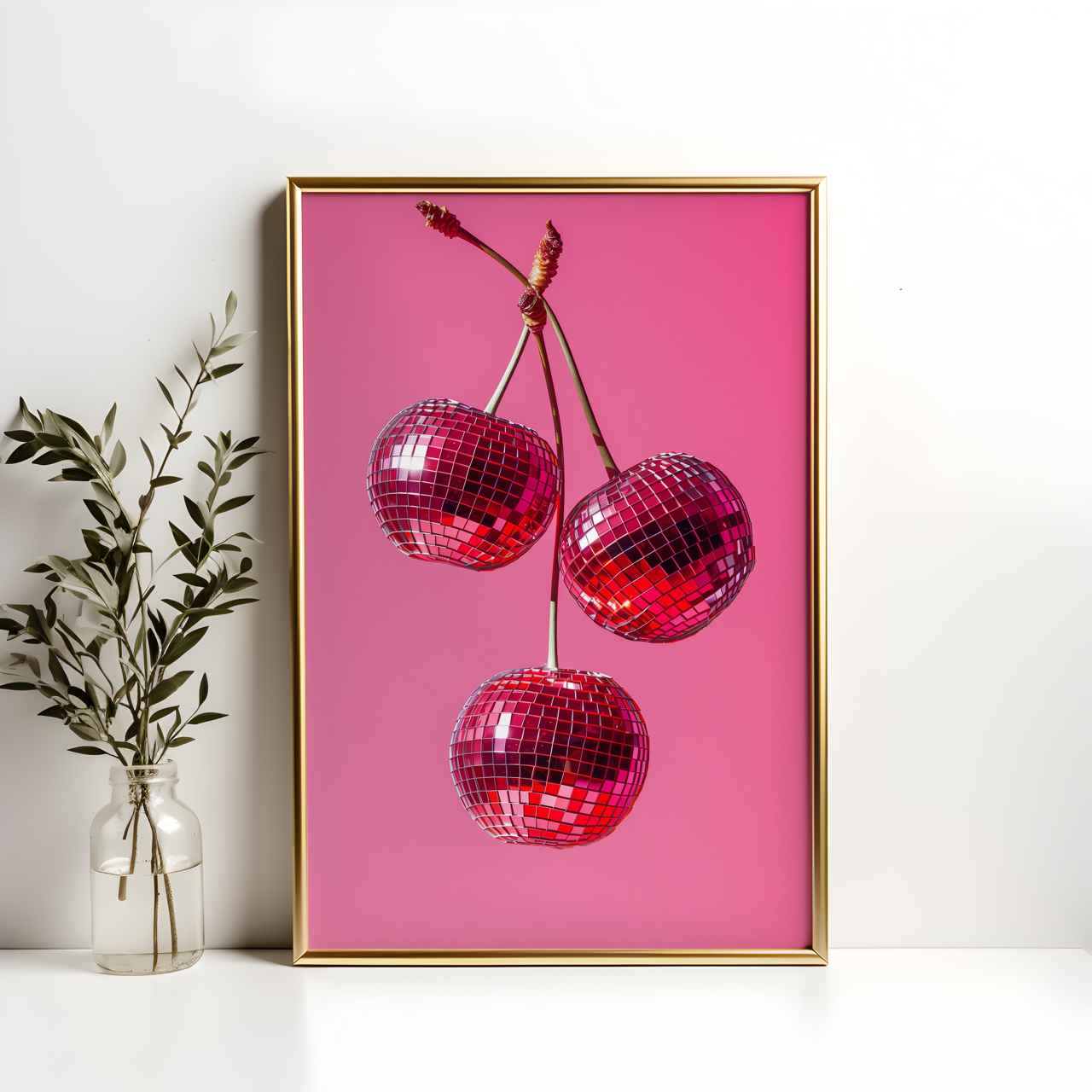 Cherry Disco Ball Poster