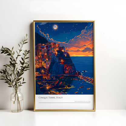 Cinque Terre Italy Night Sky Poster