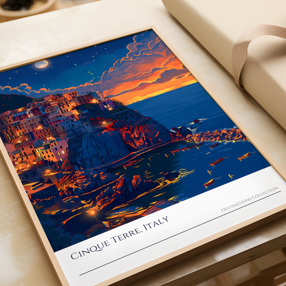 Cinque Terre Italy Night Sky Poster