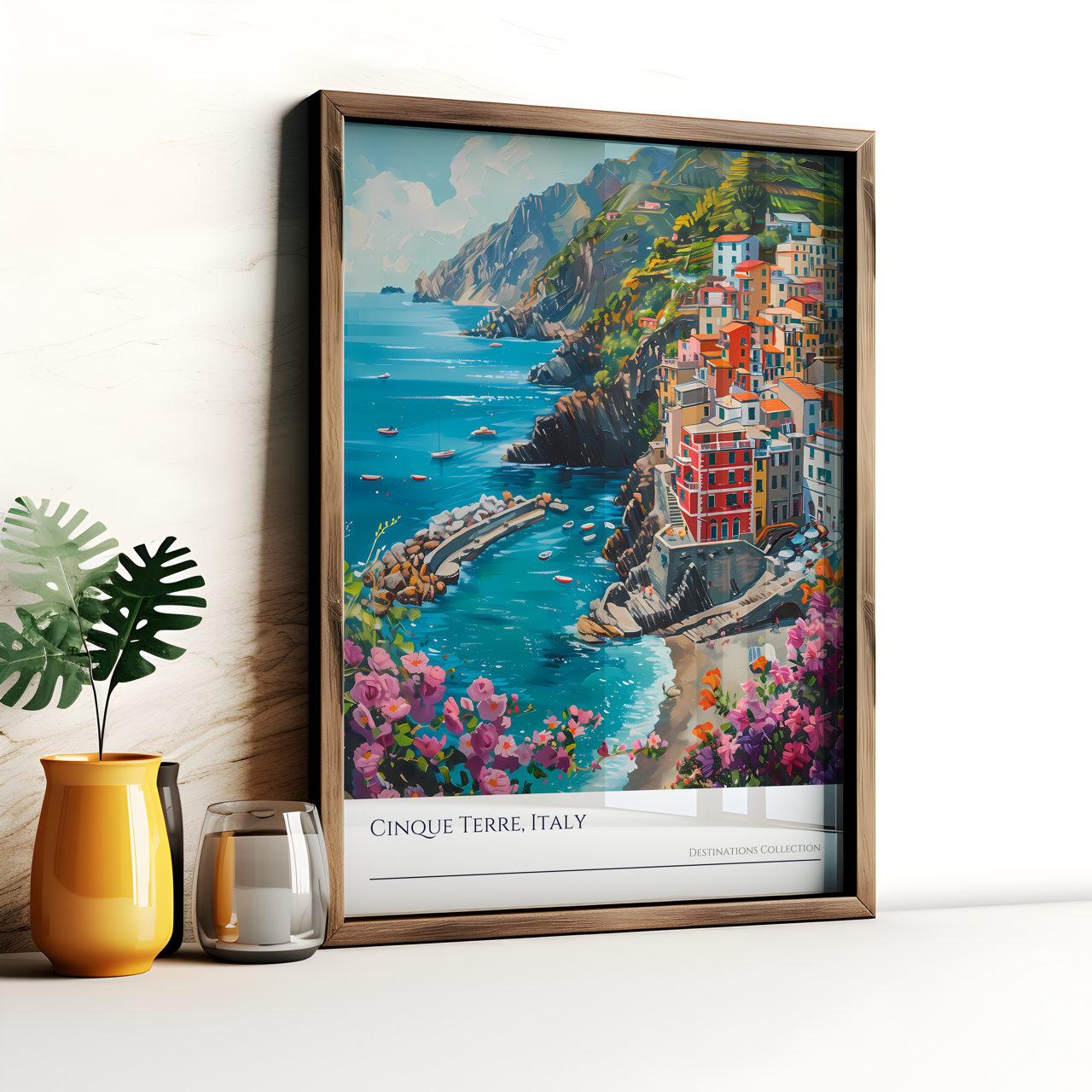 Cinque Terre Italy Oil Paint Style Poster