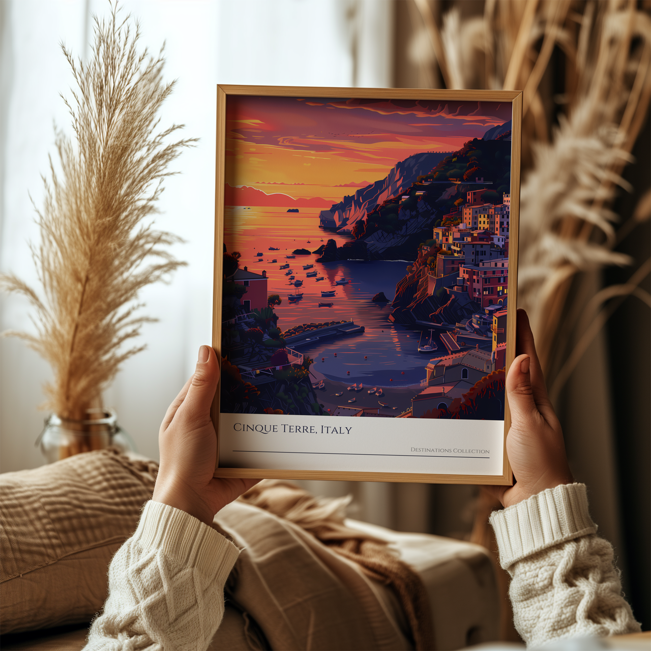 Cinque Terre Italy Sunset Poster