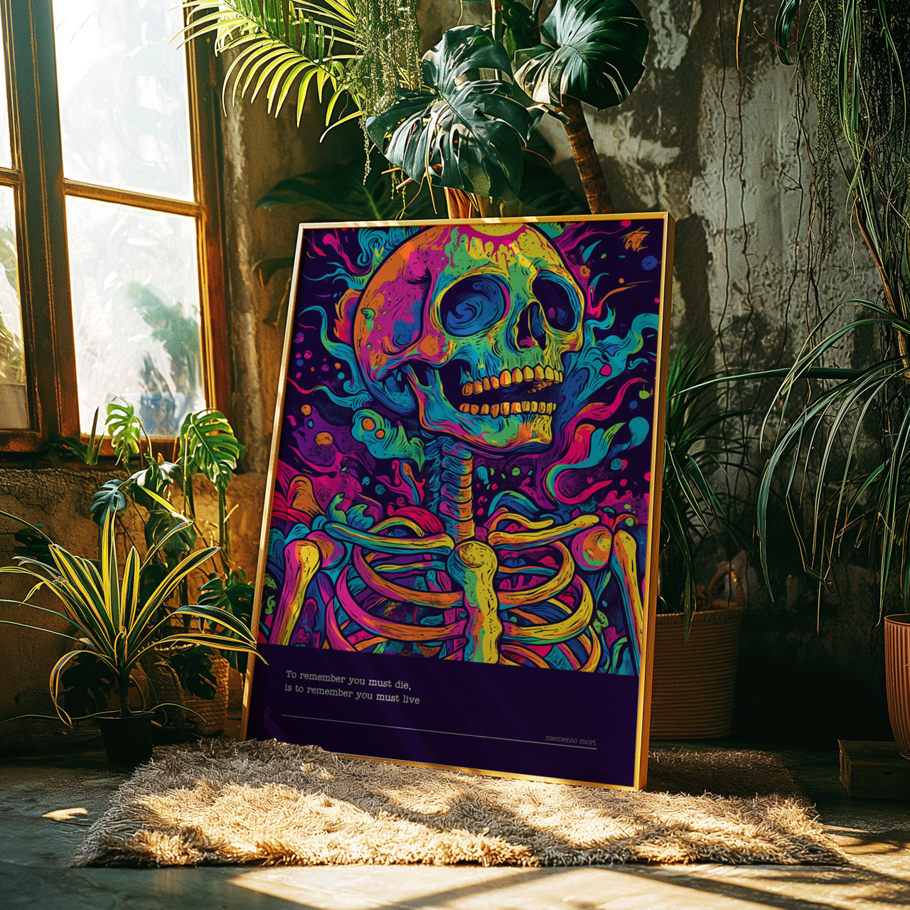 Memento Mori Psychedelic Skeleton Poster