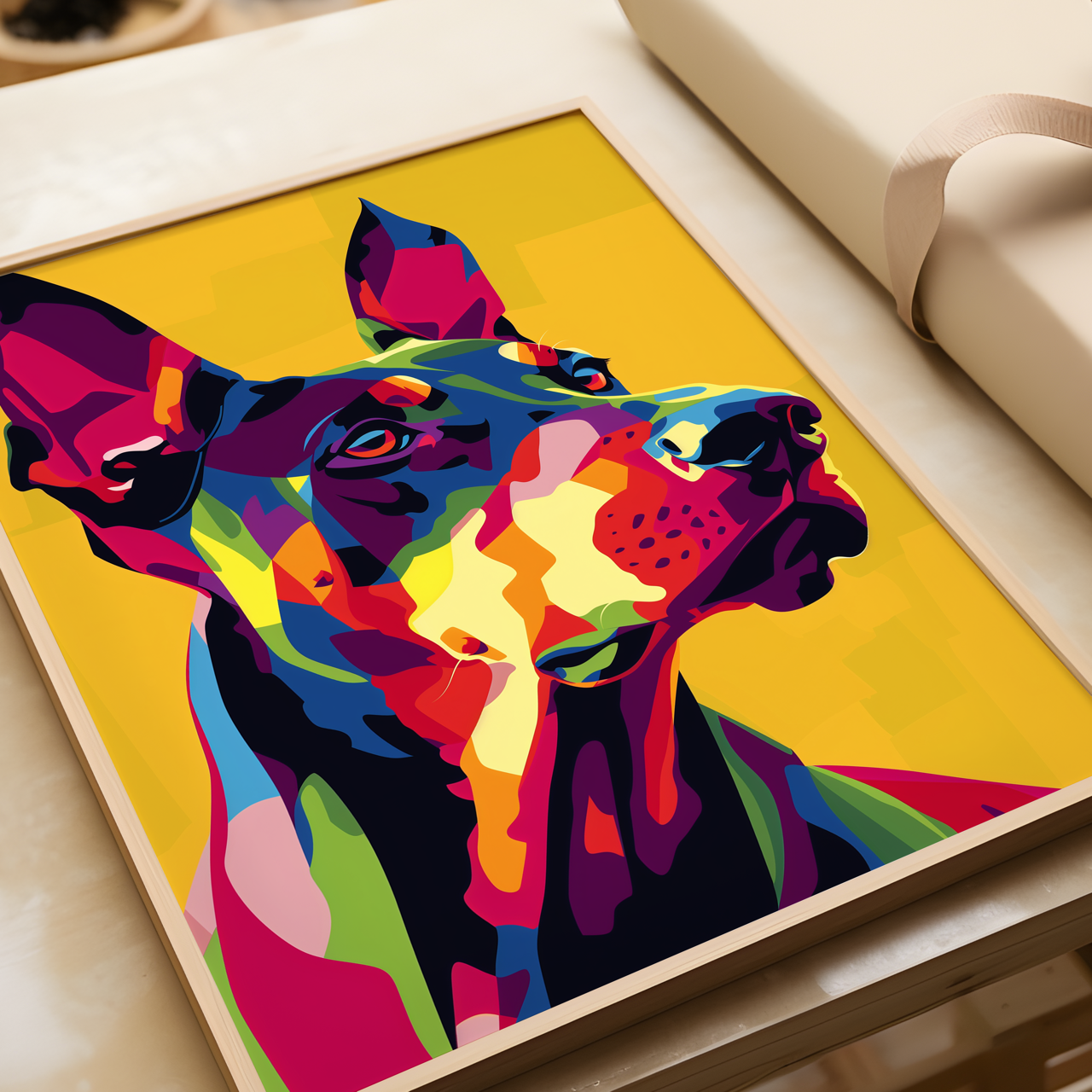 Colourful Doberman Pop Art Poster