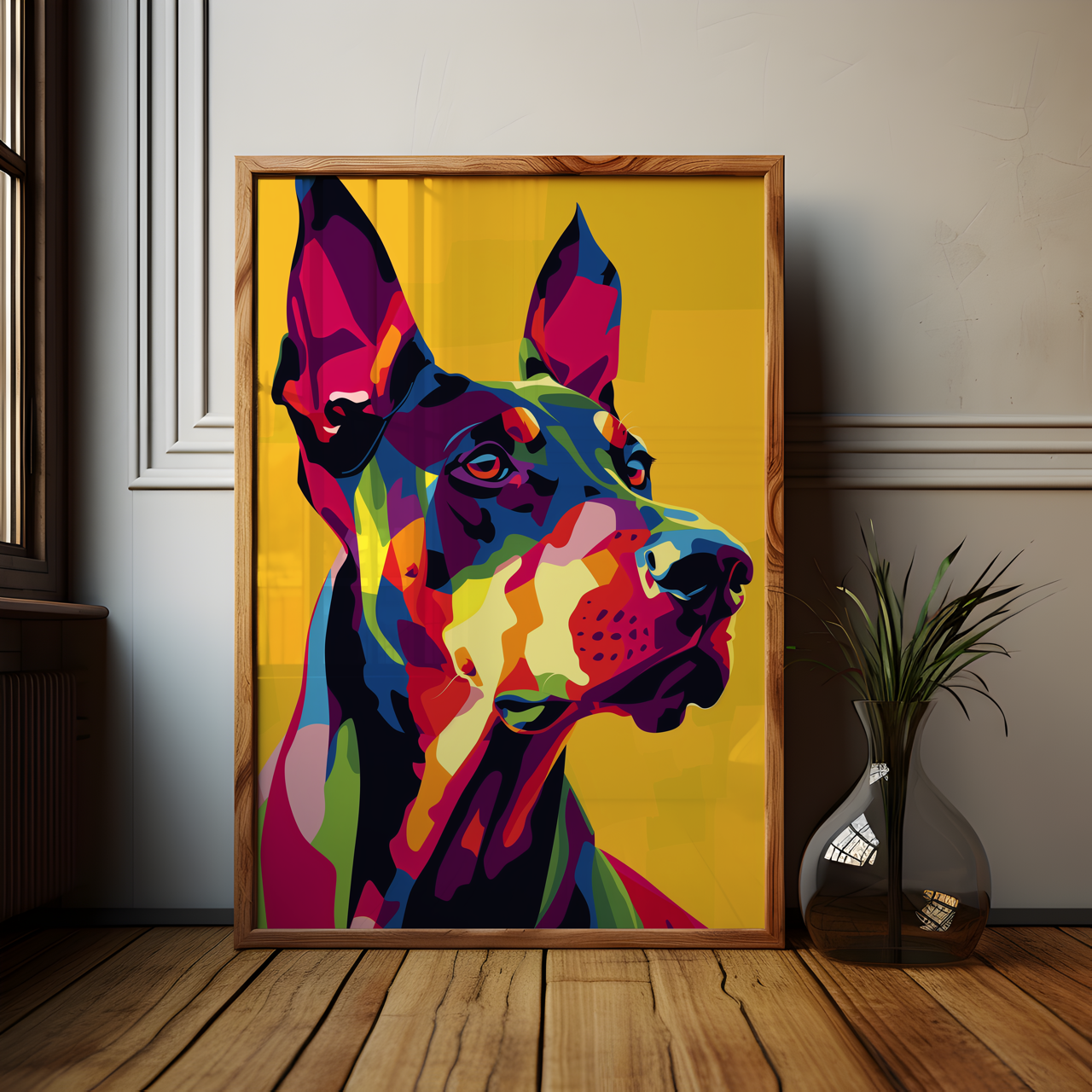 Colourful Doberman Pop Art Poster