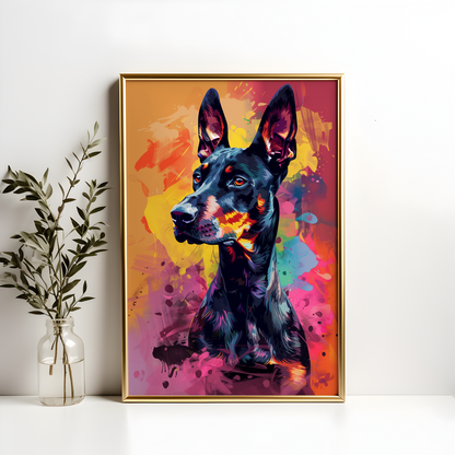 Energetic Doberman Poster