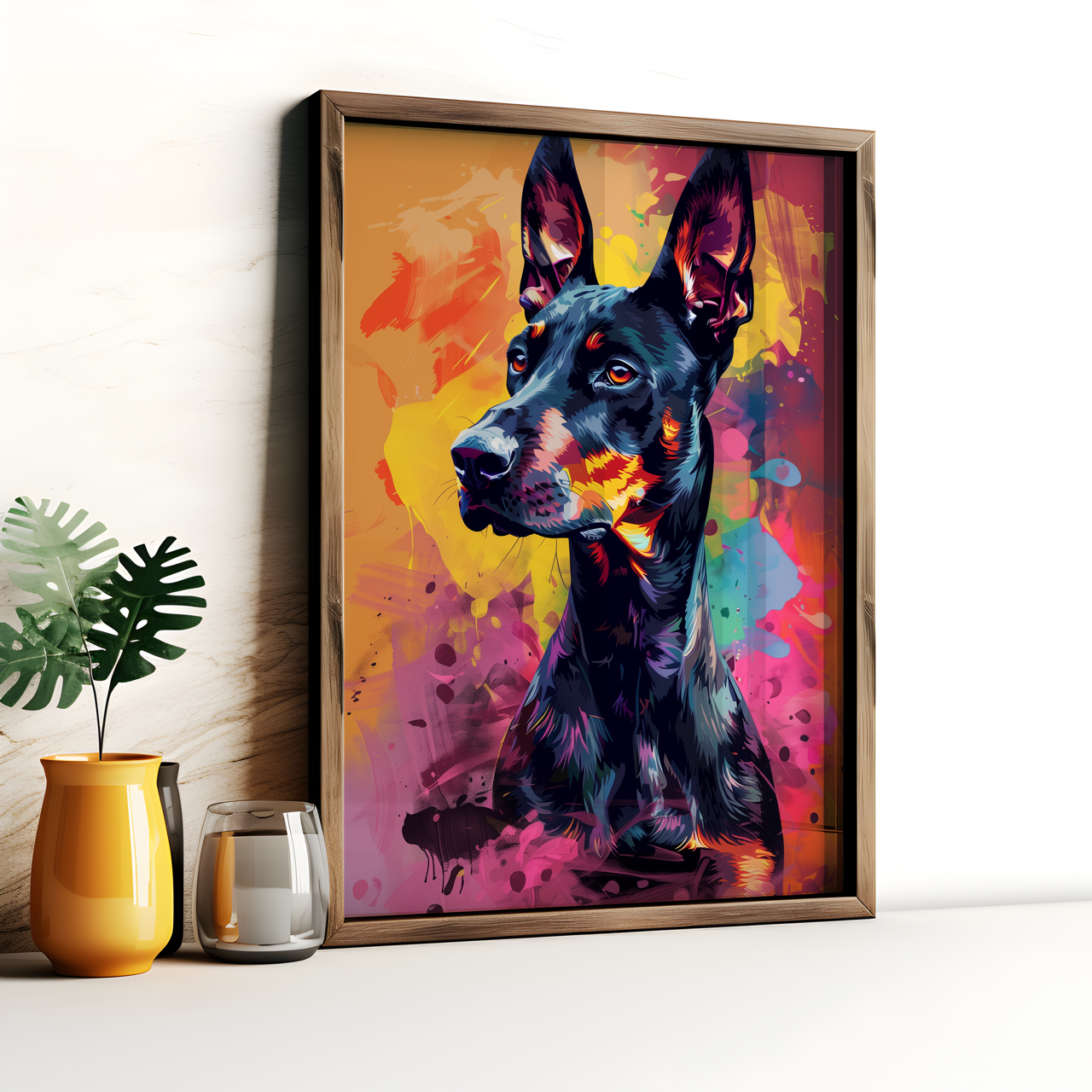 Energetic Doberman Poster