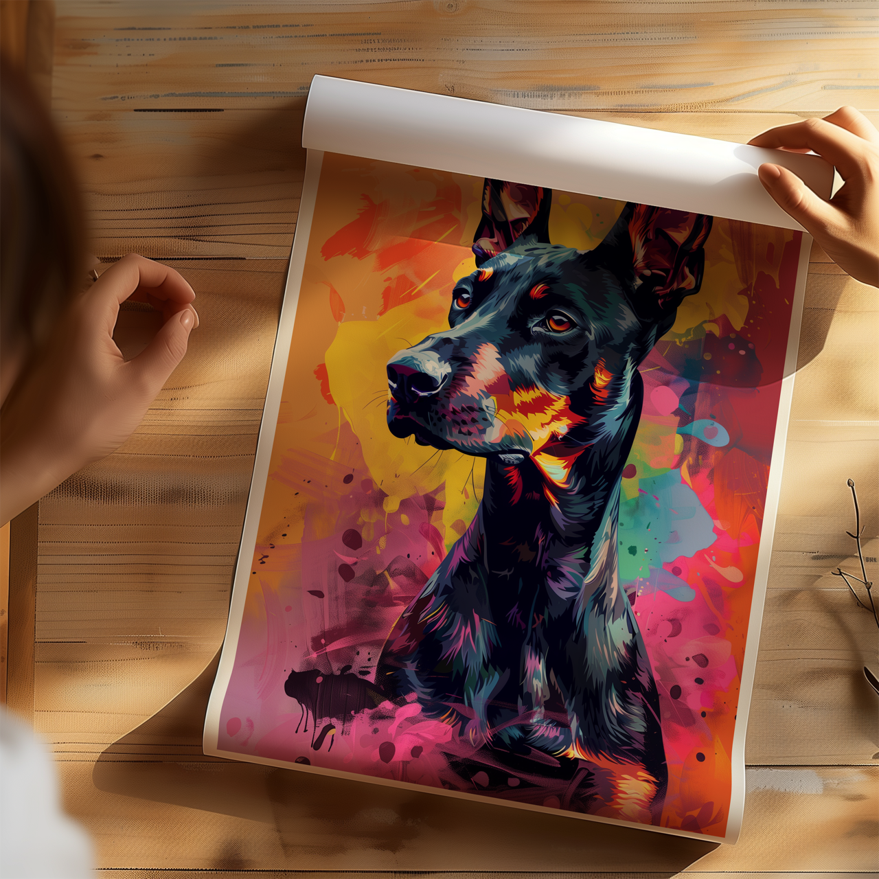 Energetic Doberman Poster