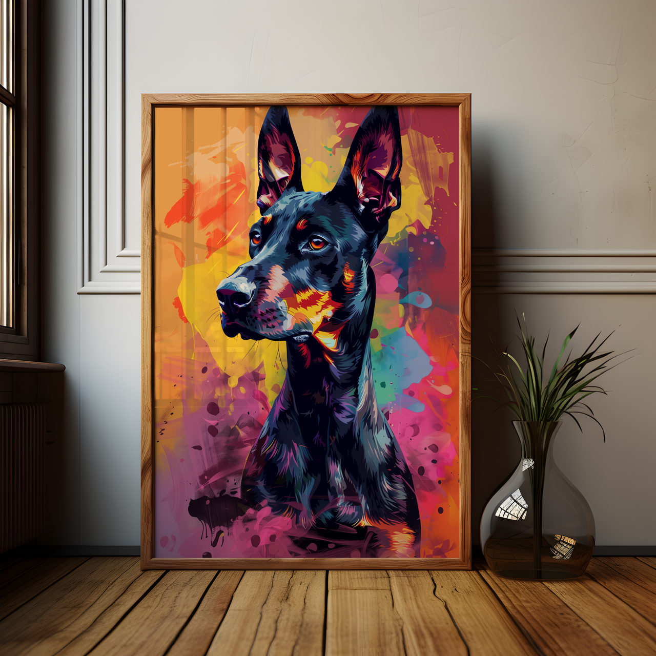 Energetic Doberman Poster