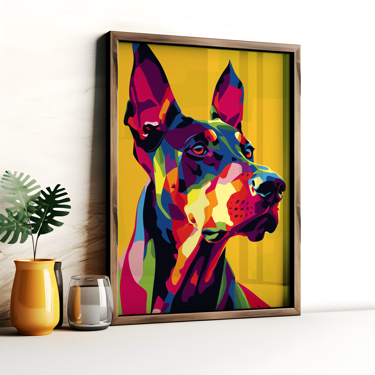 Colourful Doberman Pop Art Poster