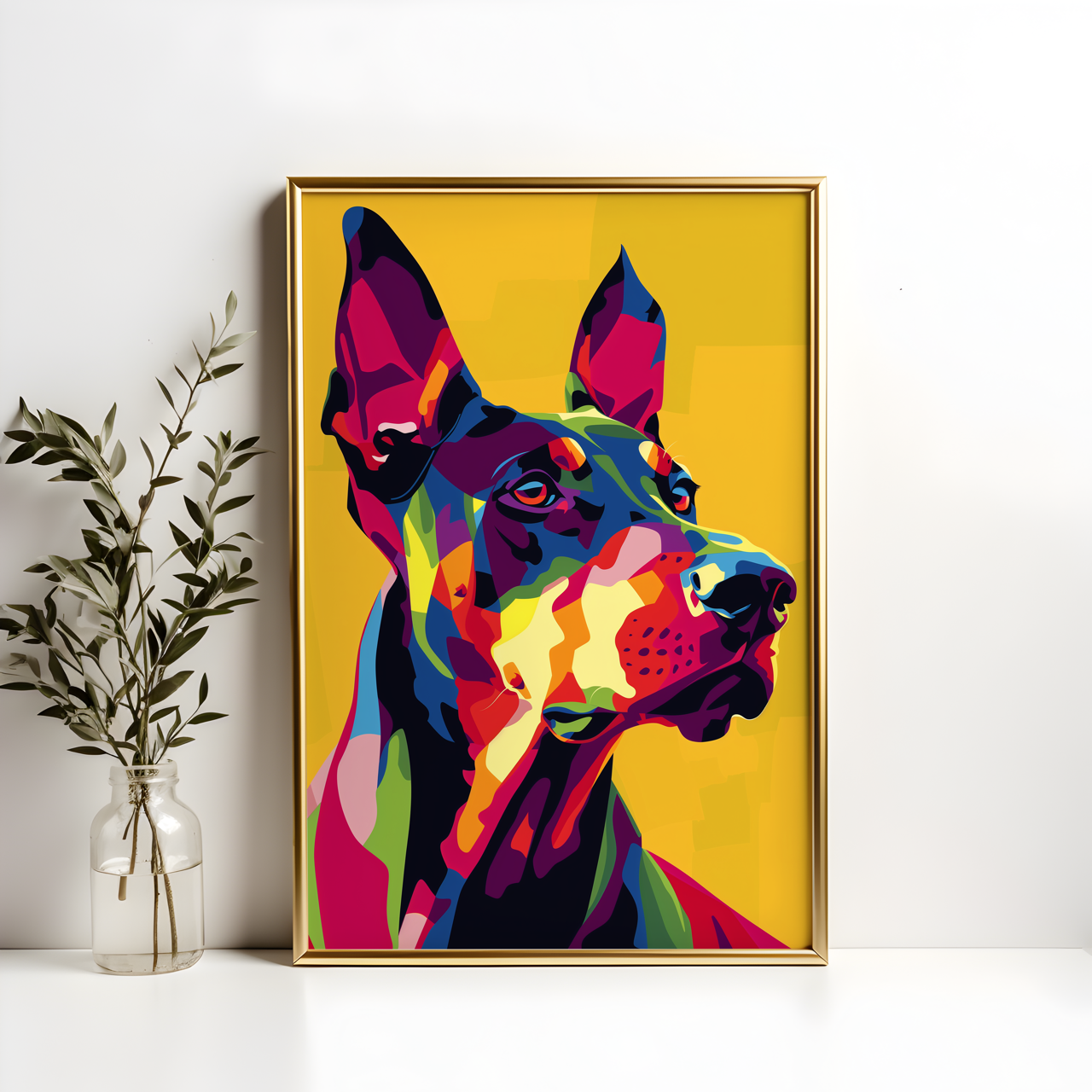 Colourful Doberman Pop Art Poster