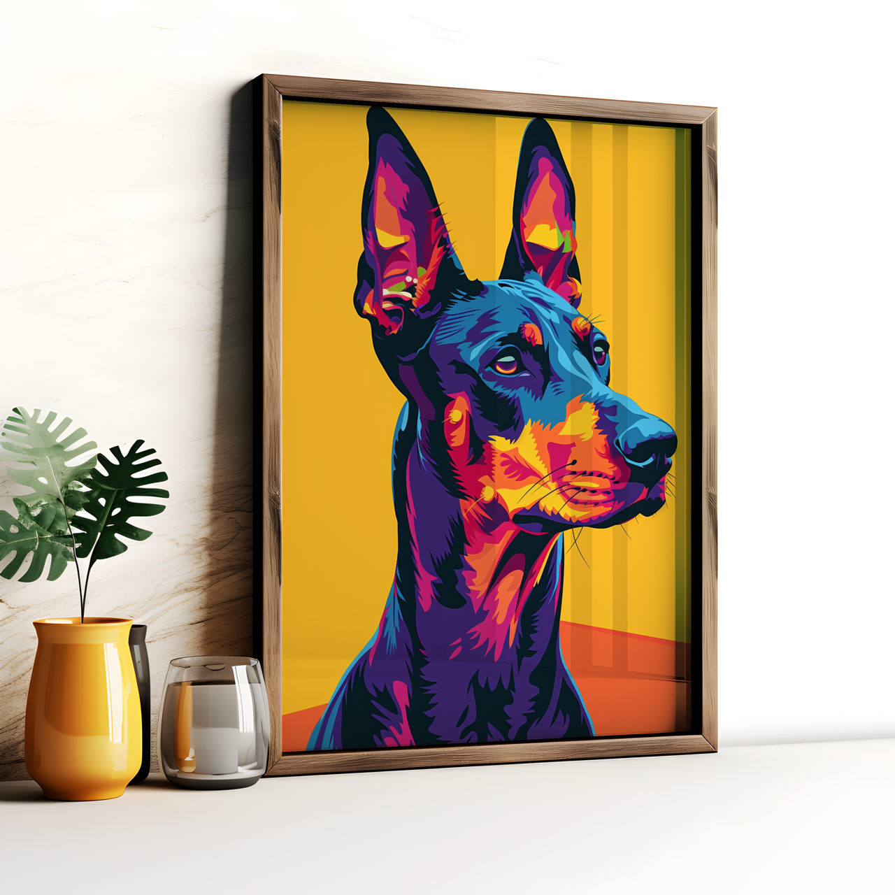 Bright Doberman Art Poster