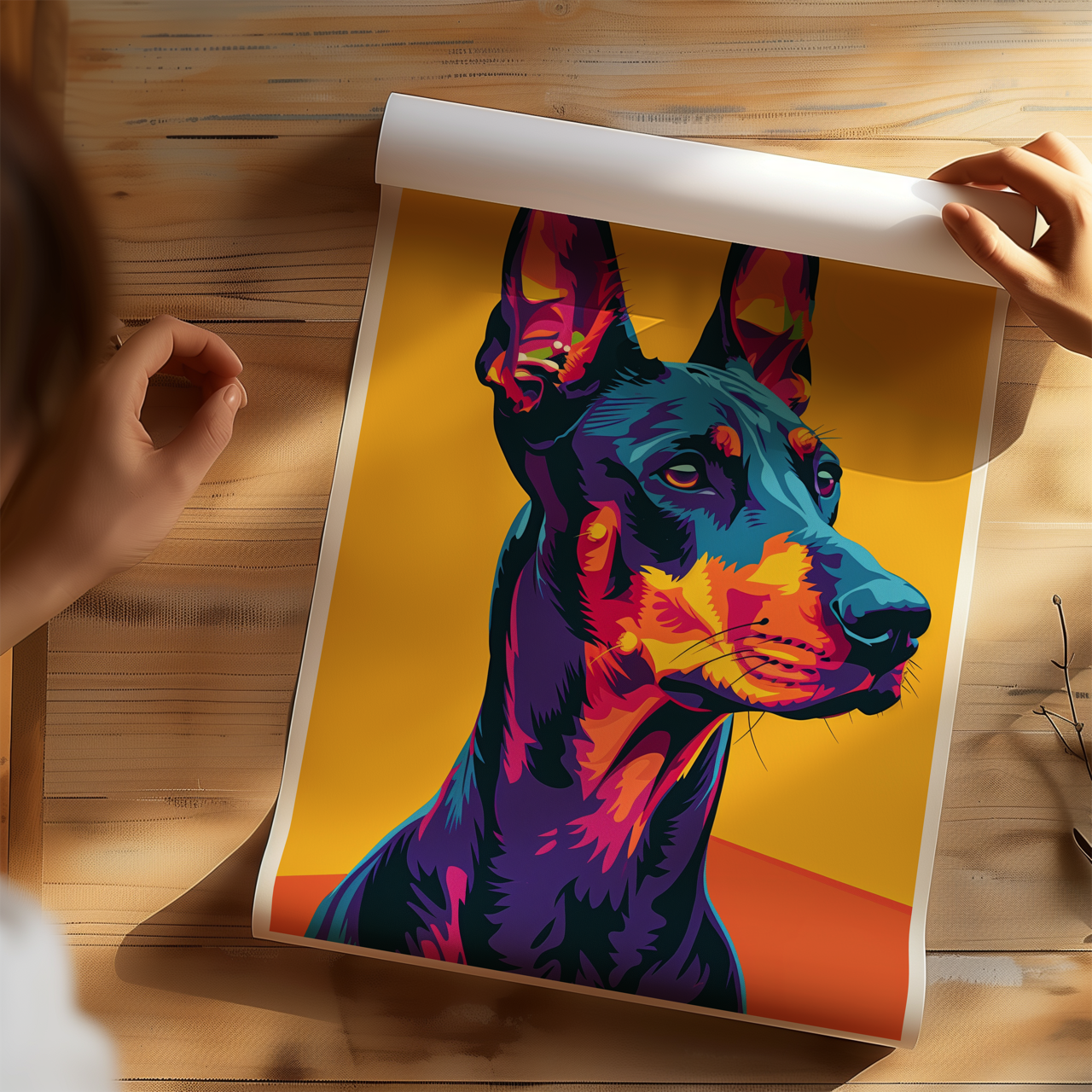 Bright Doberman Art Poster