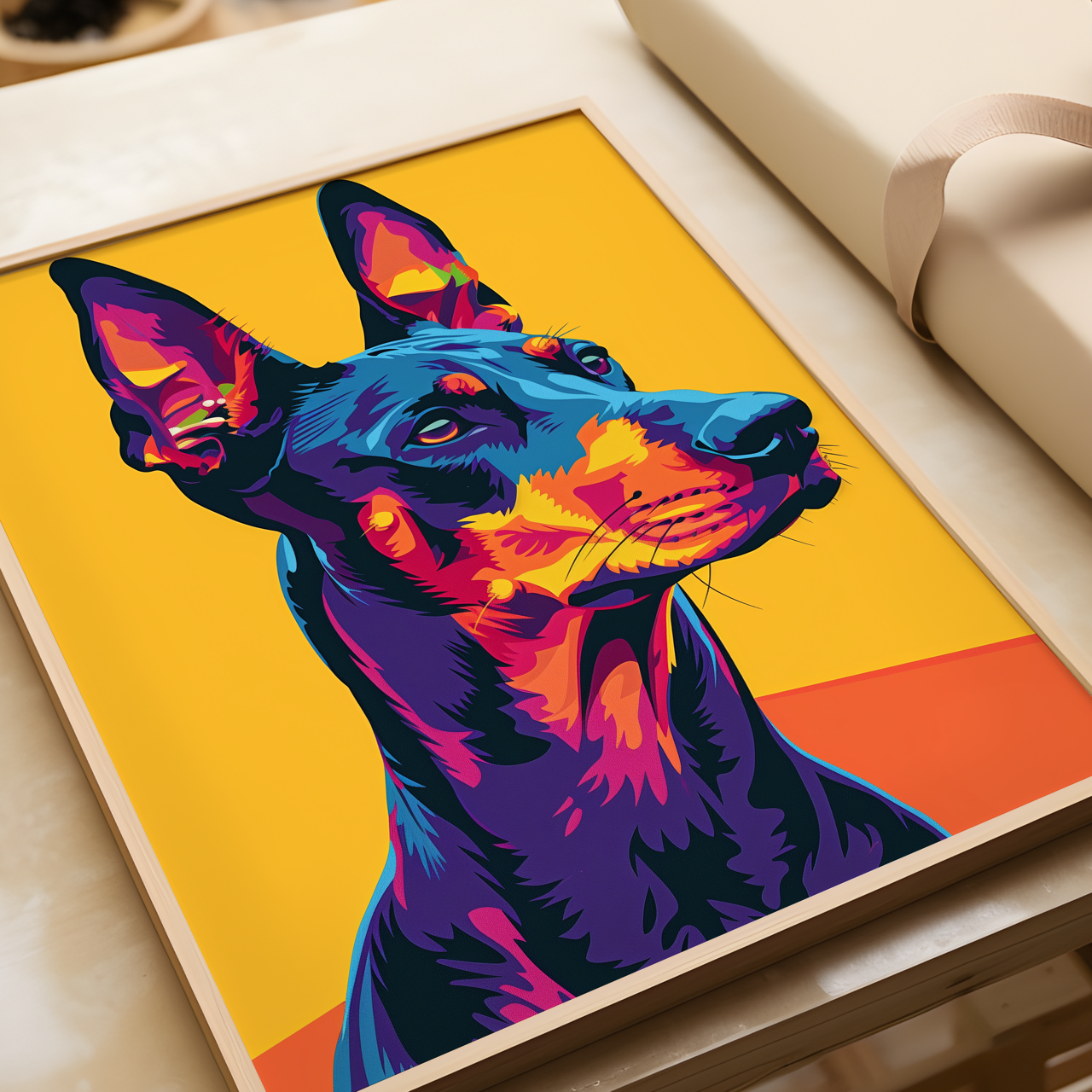 Bright Doberman Art Poster