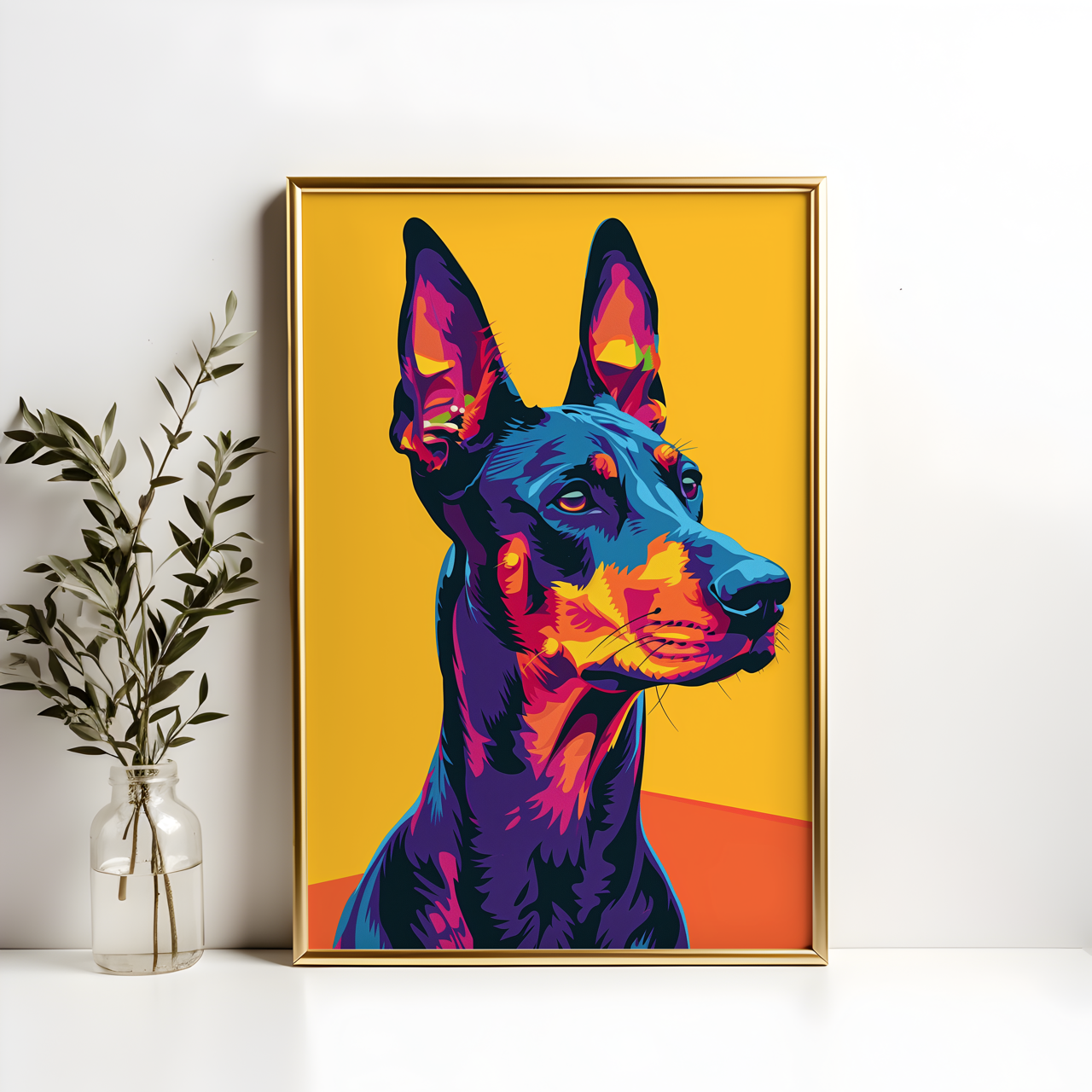 Bright Doberman Art Poster