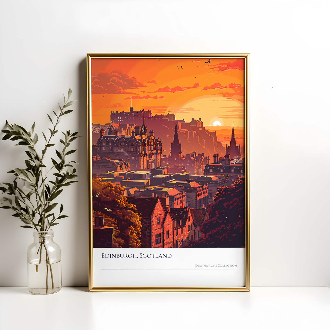 Edinburgh Cityscape Sunset Poster