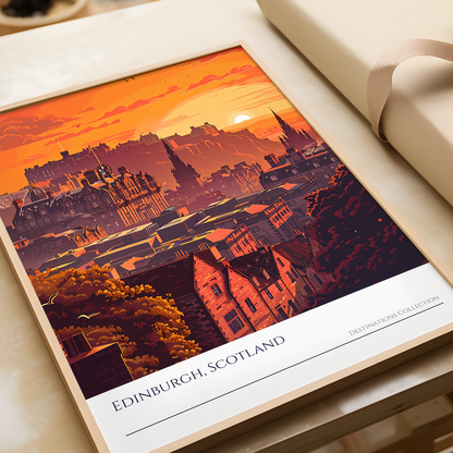 Edinburgh Cityscape Sunset Poster