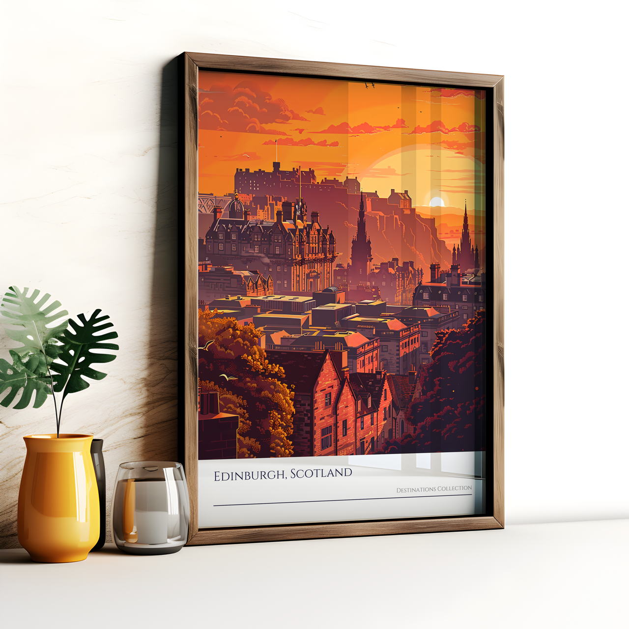 Edinburgh Cityscape Sunset Poster