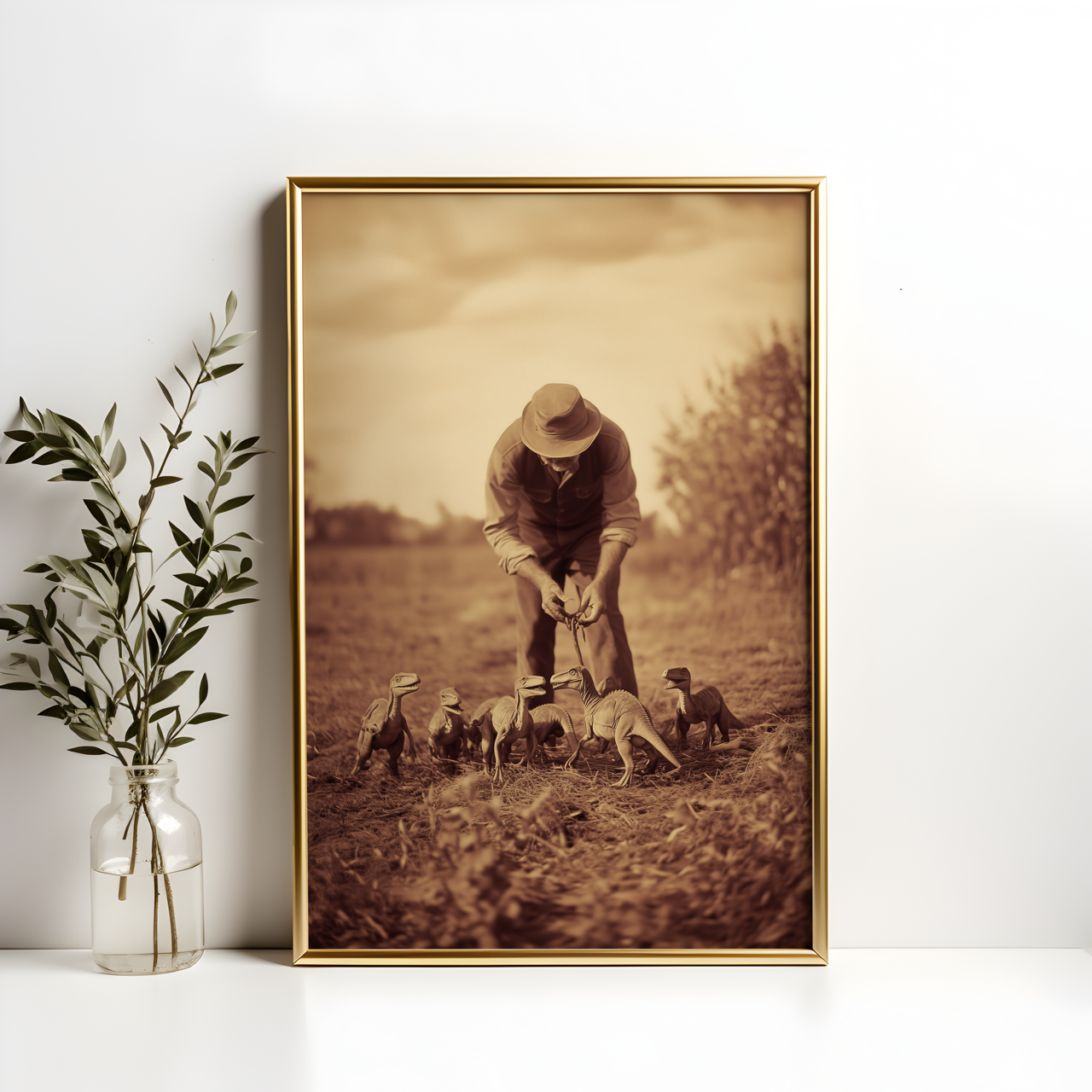 Alternative History Baby Velociraptor Dinosaur Poster