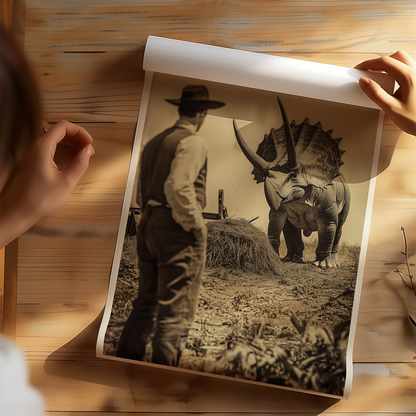 Alternative History Triceratops Plough Dinosaur Poster