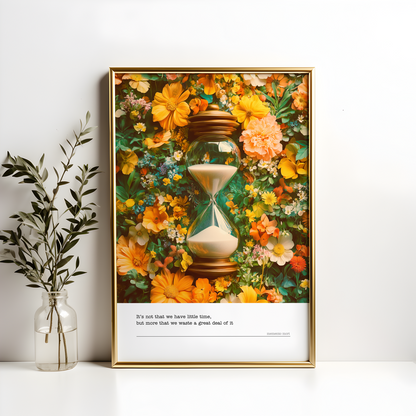 Memento Mori Hourglass Floral Poste