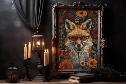 William Morris Style Fox Artwork Poster