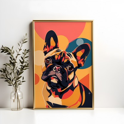 Colourful French Bulldog Pop Art Poster