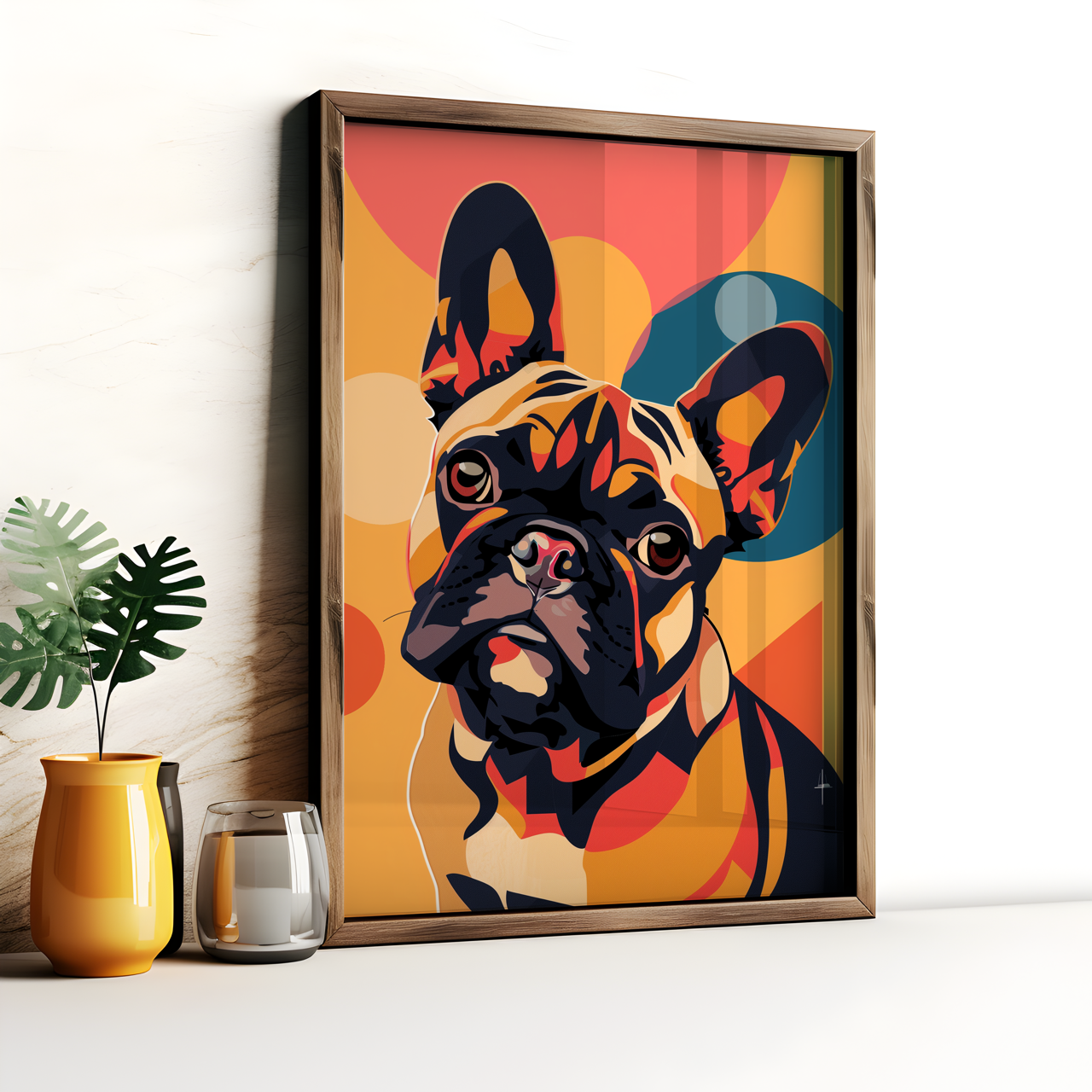 Colourful French Bulldog Pop Art Poster