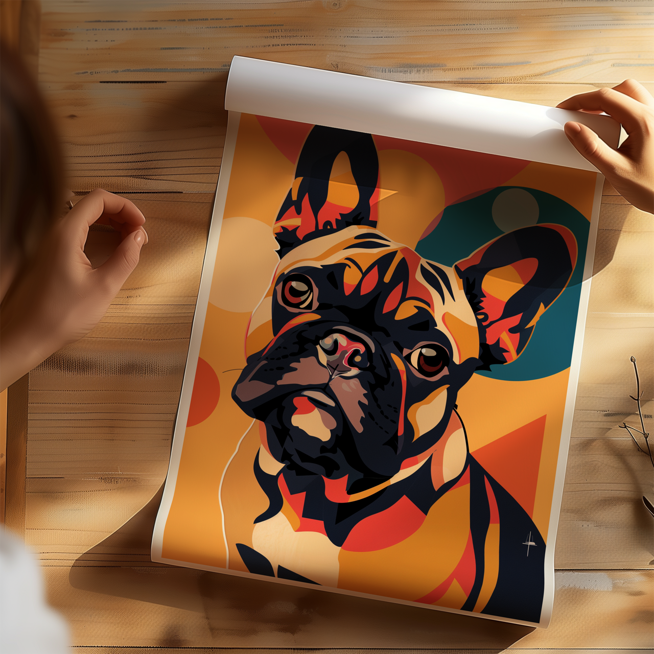 Colourful French Bulldog Pop Art Poster