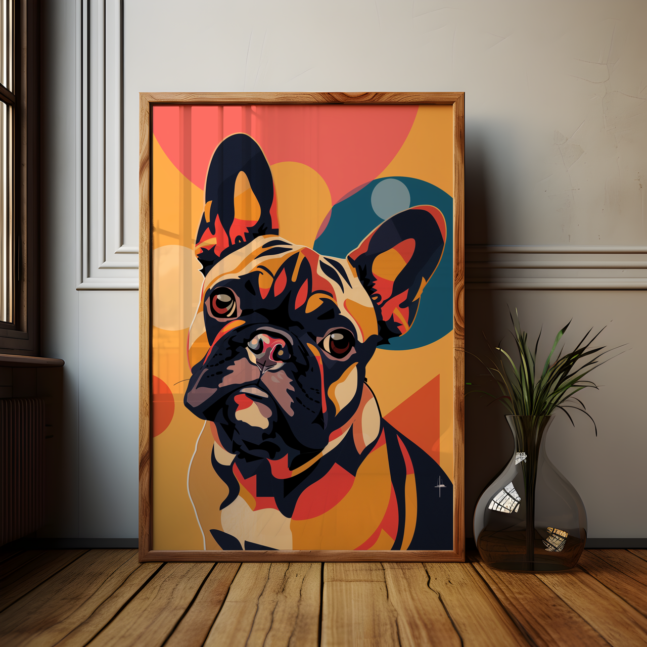 Colourful French Bulldog Pop Art Poster