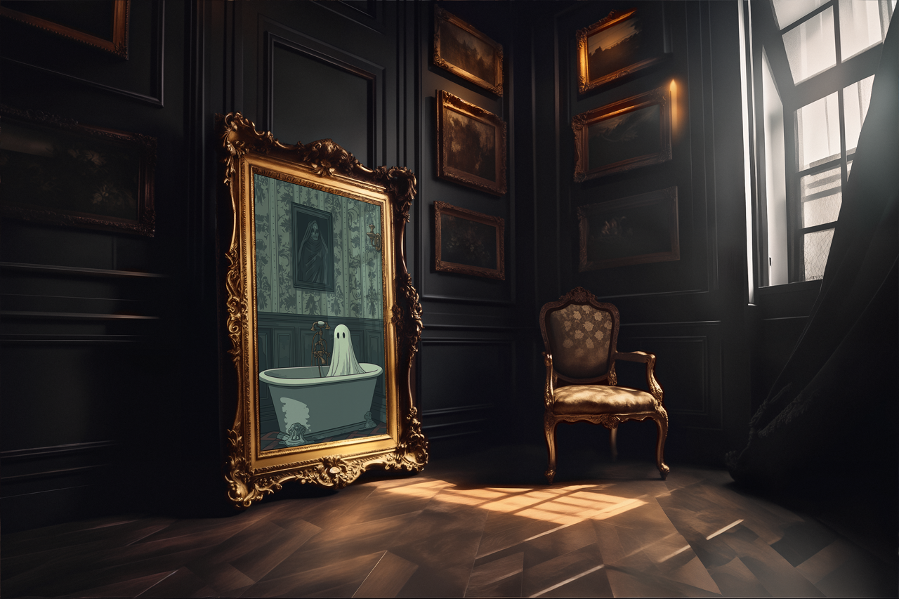 Gothic Ghost Bathroom Poster